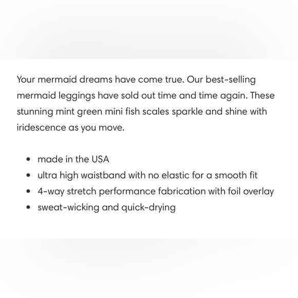 NWT Emily Hsu Designs Mint Mermaid Sneaker Length Leggings - Picture 12 of 13